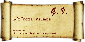 Gönczi Vilmos névjegykártya